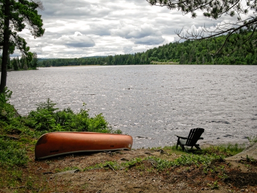 Canoe and Algonquin Chair - Lake of Two Rivers, from Killarney Lodge; Algonquin Provincial Park, Ontario Canada